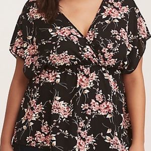 Torrid Floral Surplice Babydoll Top